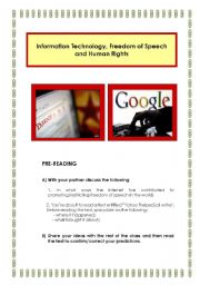 English Worksheet: Information Technology, Freedom of Speech and Human Rights