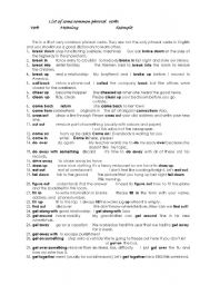 English Worksheet: list of phrasal verbs
