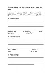 English worksheet: daily routine 