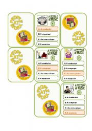 English Worksheet: card game - occupations part 4 - music