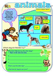 English Worksheet: CHOOSE A DOG FOR MARIELA... animals