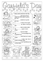 English Worksheet: Garfields Daily Routines