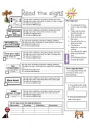 English Worksheet: Read the signs