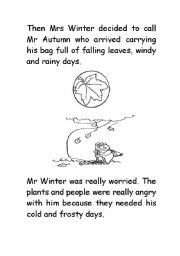 English Worksheet: Mr Winter story