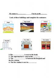 English worksheet: places and locations