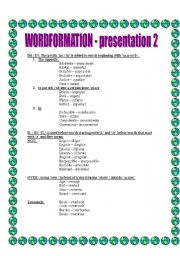 English Worksheet: WORDFORMATION -presentation 2