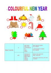 English worksheet: COLOURFUL NEW YEAR+WHAT COLOUR??