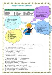 English Worksheet: Prepositions of time