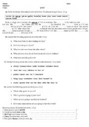 English Worksheet: Quiz on Present Simple