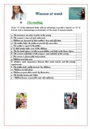 English Worksheet: women at work