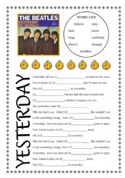 English Worksheet: Yesterday Song Listening