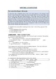 English Worksheet: TIME FOR WRITING , writing aa narrative