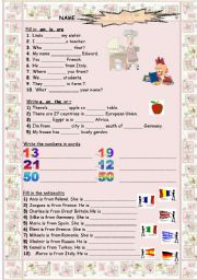 English Worksheet: REVISION  1st TRIMESTER