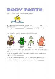 English Worksheet: BODY PARTS