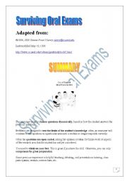 English worksheet: Surviving oral exams (summary)