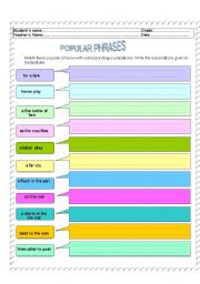 English worksheet: Popular phrases