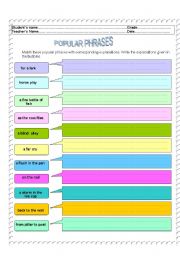 English Worksheet: Popular phrases