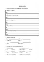 English Worksheet: Verb to be - present