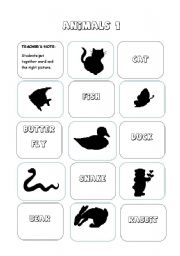 ANIMALS - silhouette (Game) - 3 pages