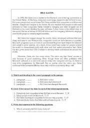 English Worksheet: Reading Text 