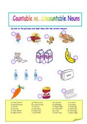 English Worksheet: Countable vs. Uncountable Nouns