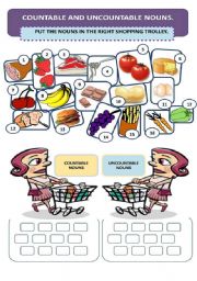 English Worksheet: COUNTABLE vs UNCOUNTABLE NOUNS