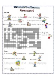 English Worksheet: crossword- present continuous