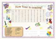 English Worksheet: New Year vocabulary - wordsearch