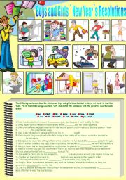 English Worksheet: BOYS AND GIRLSNEW YEARS RESOLUTIONS