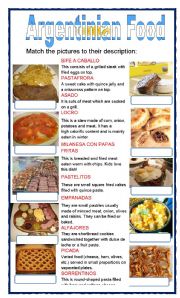 English Worksheet: (set 6/8) ARGENTINIAN FOOD 