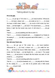 English Worksheet: Talking about my day