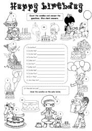 English Worksheet: Happy birthday 2 - level 2 or 3