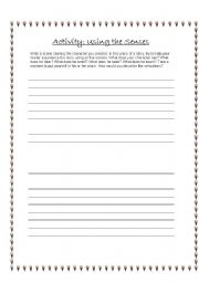 English Worksheet: Story Writing Activity: Senses
