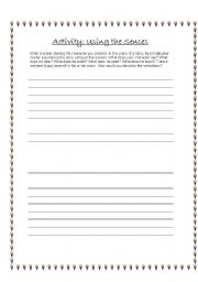 English worksheet: Story Writing Activity: Senses