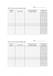 English worksheet: Speech listing form