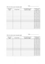English Worksheet: Speech listing form