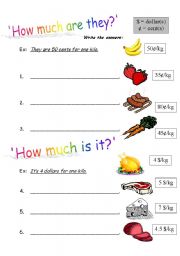 English Worksheet: How much is it / are they?