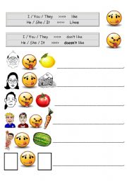 English Worksheet: like / dislike