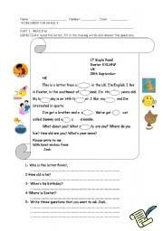 English Worksheet: revision exercises with reading and writing sections