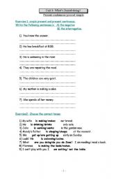 English Worksheet: present simple and present continuous