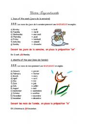 English Worksheet: days and months