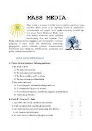 English Worksheet: Mass media