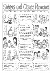 English Worksheet: Subject and object pronouns