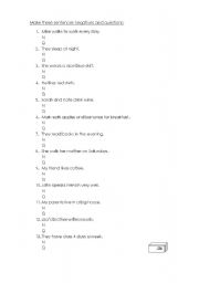 English worksheet: Present simple negatives and questions test