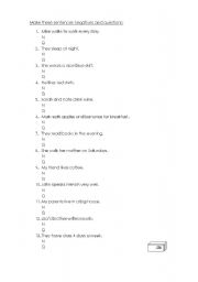English Worksheet: Present simple negatives and questions test