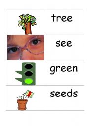 English Worksheet: words /picture cards that contain ee part2