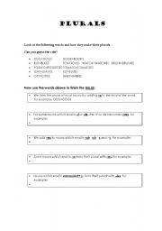 English worksheet: PLURALS