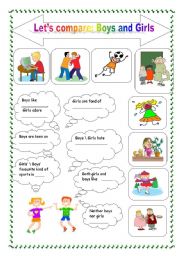 English Worksheet: Lets compare: Boys&Girls