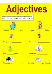 English worksheet: adjectives