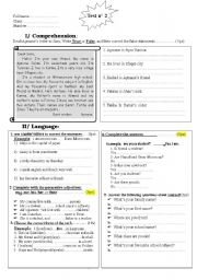 English Worksheet: test/review